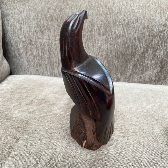 Hand Carved Wooden Ironwood HAWK FALCON Bird of Prey - Picture 3 of 8